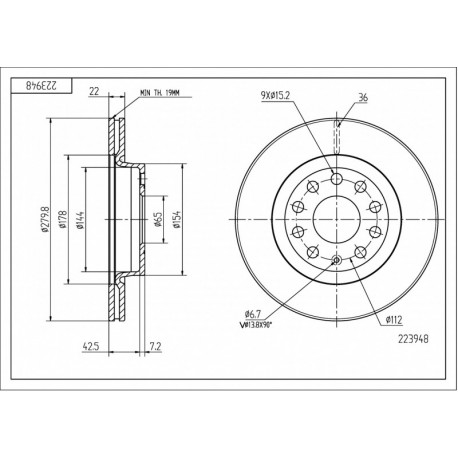 DISC DE FRÂNĂ FAȚĂ AUDI A3 1.6I 03- 16D615301