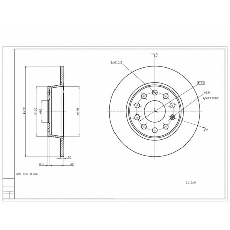 DISC DE FRÂNĂ SPATE AUDI A3 1.6 03- /MAL/KPL 1K0615601AA