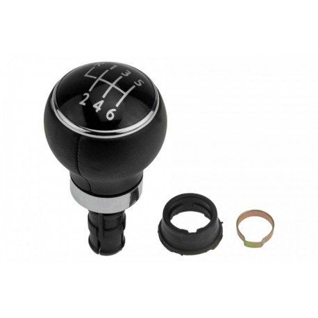 BUTONUL SCHIMBĂTORULUI DE VITEZE VW GOLF V 2003-,GOLF VI 2008-,GOLF PLUS 2005-,JETTA 2006-/6 VITEZE/CAP NEGRU/PIELE GZB-VW-028