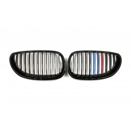 BMW 5 E60 2003.07- Grila frontală negru lucios (set 3 culori din 2 piese)tuning dreapta/dreapta