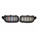 BMW 3 F30/31/35 2012.01- Grila față negru lucios (set de 2 ornamente în 3 culori) tuning dreapta/stânga
