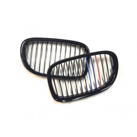 BMW 7 F01/F02 2008.10-2012 Grila față negru lucios (set de 2 piese cu ornamente în 3 culori)tuning dreapta/stânga