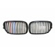 BMW 7 F01/F02 2008.10-2012 Grila față negru lucios (set de 2 piese cu ornamente în 3 culori)tuning dreapta/stânga