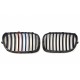 BMW 7 F01/F02 2011- Grila frontală neagră lucioasă (set de 2 piese cu ornamente în 3 culori)tuning dreapta/stânga