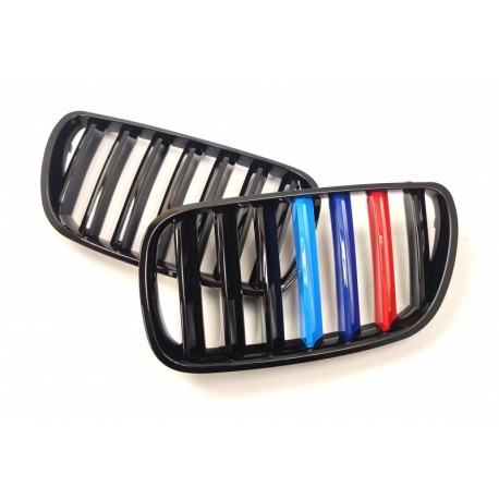BMW X3 E83 2006.03-2010.11 Grila frontală negru lucios (set de ornamente în 3 culori din 2 buc) tuning dreapta/stânga