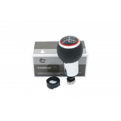 AUDI A3 (8P1) mâner schimbător de viteze 8L0863278BN 5B negru/cromo/roșu inel piele perforată 8L0863278BN