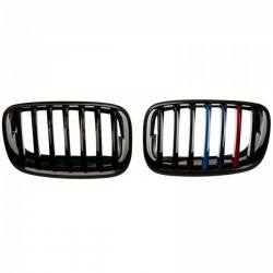 BMW X5 E70 2006.10-2010.04/X6 E71 2008-2014 grilă față neagră lucioasă (set de 2 buc. cu ornamente în 3 culori) tuning