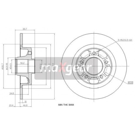 Disc de frână spate Renault Megane II din 2005 cu rulment 7701208850