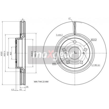 Disc de frână față TOYOTA AVENSIS 09- 2.2D 320X26
