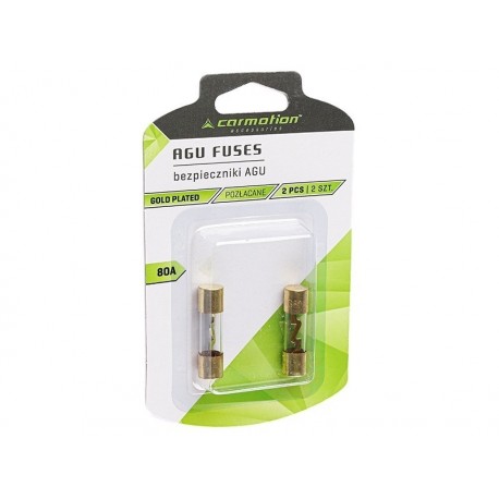 Siguranțe din sticlă AGU 10.3x38mm, 80A, placate cu aur, 2 buc