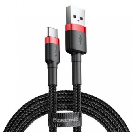 BASEUS Cablu USB la USB-C roșu-negru / USB 3MB pentru auto/ambarcațiuni/încărcător