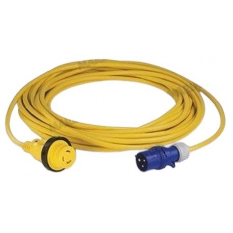 CABLU DE ALIMENTARE PENTRU AMBARCAȚIUNI 16A-220V 10M, ȘTECHER CU PINI PLATI / ROTUNZI