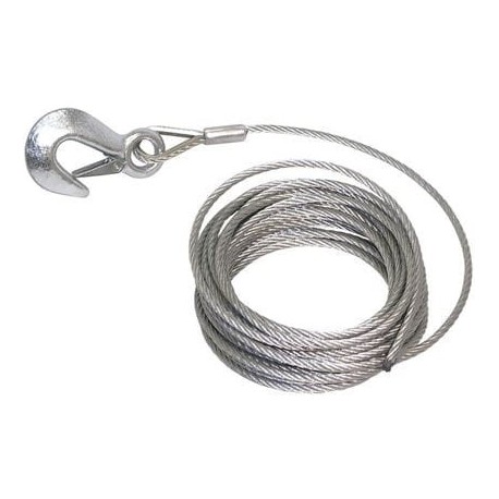 Cablu de oțel 5 mm/9 m pentru troliu cu cârlig pentru barcă