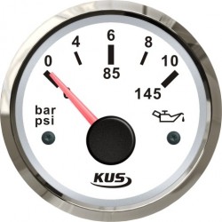 Indicator presiune ulei 0-10 bar alb pentru barcă