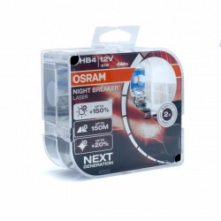 Becuri Halogen OSRAM NIGHT BREAKER® LASER HB4 Duo Box - Luminozitate Maximă și Distanță Luminoasă