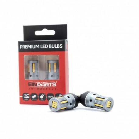 Becuri LED W21W 7440 66 SMD CANBUS Chihlimbar - Set 2 buc.