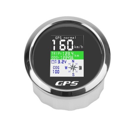 Tachimetru GPS 12V/24V pentru barcă/iaht negru/crom