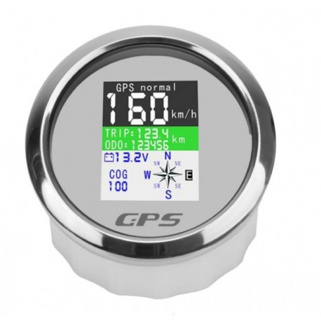 Tachometru GPS 12V/24V pentru barcă/iaht alb/cromat