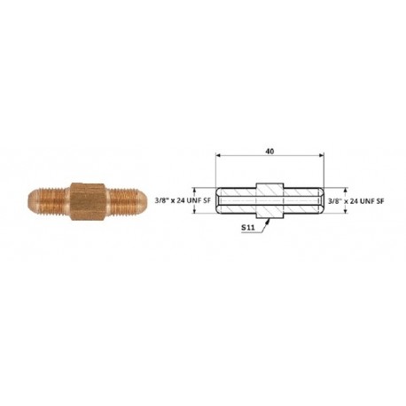 Conector conducte frână extern 3/8x24 UNF SF extern 3/8x24 UNF SF