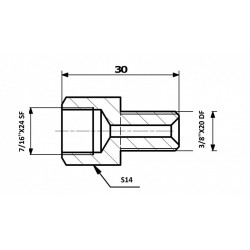 Conector conducte frână interior 7/16x24 filet standard - exterior 3/8x20 filet fin