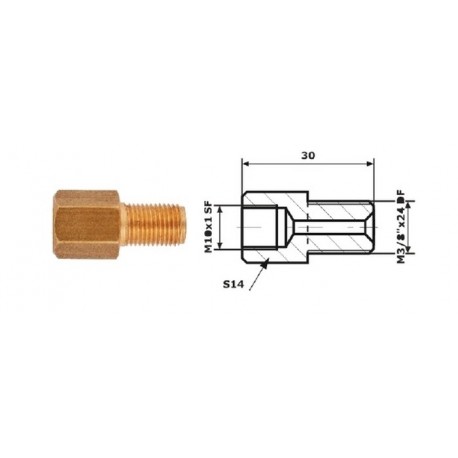 Conector conducte frână intern M 10X1 SF + extern 3/8X24 DF