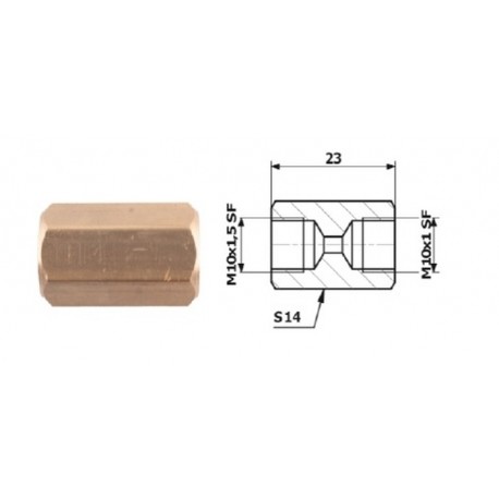 Conector conducte frână interior M 10X1,5 SF + interior M 10X1 SF