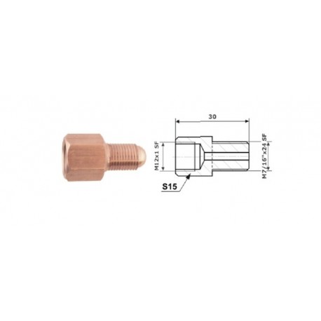 Conector conducte frână interior M 12X1 SF + exterior M 7/16X24 SF