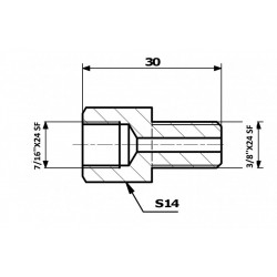 Conector conducte frână interior 7/16x24 filet standard - exterior 3/8x24 filet standard