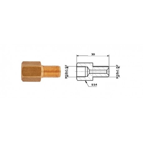 Conector conducte frână interior M 10X1 filet interior + exterior M 10X1 filet exterior