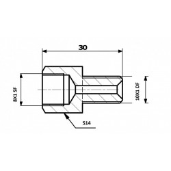 Conector conducte frână interior 8x1 filet simplu - exterior 10x1 filet dublu