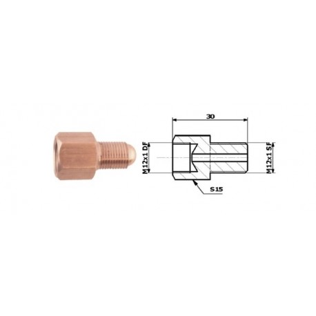 Conector conducte frână interior M 12X1 DF + exterior M 12X1 SF