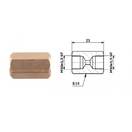 Conector conducte frână intern M 10X1,5 SF + intern M 10X1,5 SF
