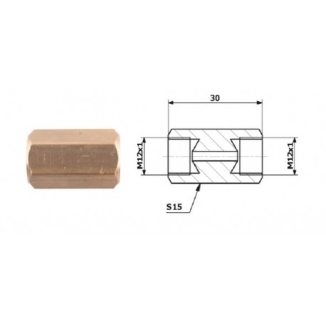 Conector conducte frână interior M 12X1 DF + interior M 12X1 DF