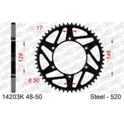 Pinion antrenat spate motocicletă. Oțel negru