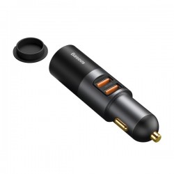 Încărcător auto Baseus Share Together Fast cu priză brichetă, 2x USB, 120W (gri)