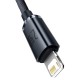 Cablu pentru încărcătoare USB la Lightning Baseus Crystal Shine, 2.4A, 1.2m (negru)