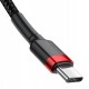 Cablu pentru încărcătoare USB-C la USB-C PD Baseus Cafule PD 2.0 QC 3.0 60W 1m (negru-roșu)