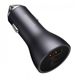 Încărcător auto Baseus Golden Contactor Pro, 2x USB-C, 1x USB, 65W (gri)