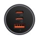 Încărcător auto Baseus Golden Contactor Pro, 2x USB-C, 1x USB, 65W (gri)