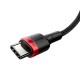 Cablu pentru încărcătoare USB-C la USB-C Baseus Cafule, QC 3.0, PD 2.0, 100W, 5A, 2m (roșu-negru)