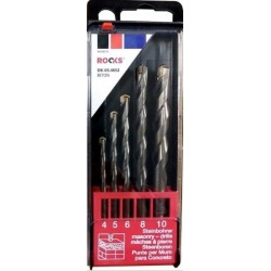 Burghie cilindrice pentru beton, set 5 bucăți 4/5/6/8/10 mm OK034652