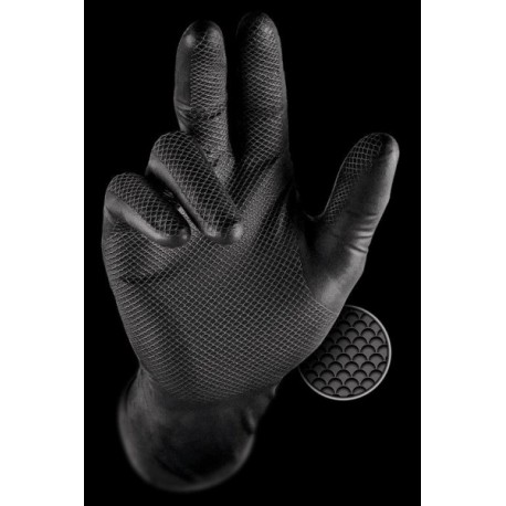 Mănuși de protecție nitril GripPaz 2445 negre 240 mm 5,5g (set 50 buc) mărime XL