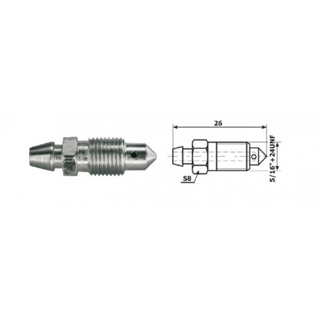 Aerator frână 5/16 x 24UNF S8 lungime 26