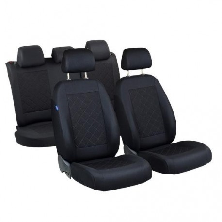Huse universale auto pentru scaune - pătrate negre matlasate - set complet