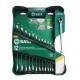 Set de chei plate-inelare cu clichet dublu, 12 piese + cheie X-Beam 10 mm cu clichet