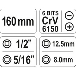 Șurubelniță cu impact CR-V + 6 biți YT-2802