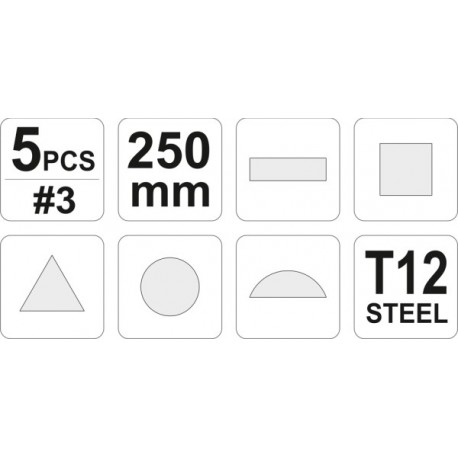 Set pile pentru metal 250 mm, 5 buc. YT6239