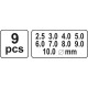 Set perforatoare piele, 2,5-10 mm, 9 bucăți YT-3590
