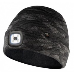 Căciulă cu lanternă LED, dublu strat, camuflaj urban