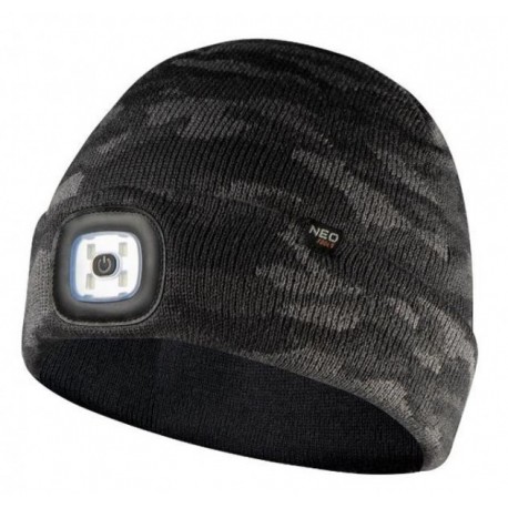 Căciulă cu lanternă LED, dublu strat, camuflaj urban